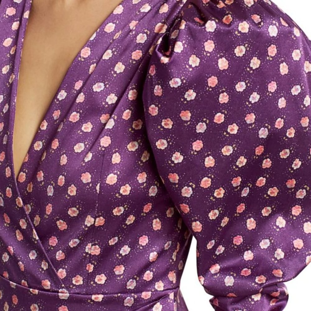 ROTATE Birger Christensen dress Size 4 US, Purple & Floral print. (Aiken Dress)